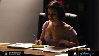 GIRLSWAY - Hidden Federal Agent Forgets Her Main Goal & Fucks The Office Embezzler She Investigating