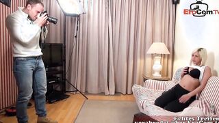 Fake agent convinces blonde Manu Magnum to have sex