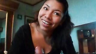 Hot Mexican MILF Gives a Blowjob