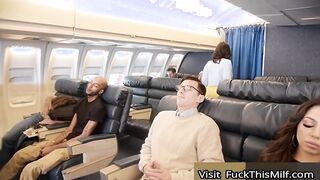Naughty Girls LaSirena69 & Hazel Grace Go To The Back Of The Plane & Share Lucky's Co