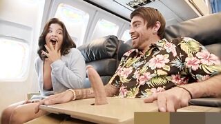 Naughty Girls LaSirena69 & Hazel Grace Go To The Back Of The Plane & Share Lucky's Co