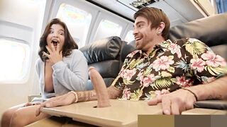 Naughty Girls LaSirena69 & Hazel Grace Go To The Back Of The Plane & Share Lucky's Co