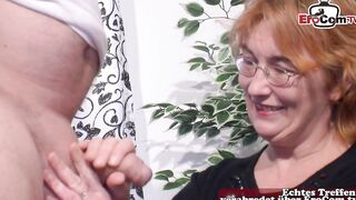 Old German housewife undergoing sex therapy
