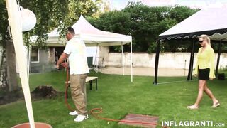Freaky cougar fucks her garden bro