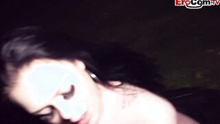 Outdoor sex date with a fat ebony-haired woman