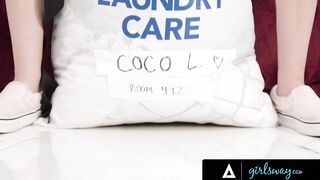 GIRLSWAY - Skinny Blonde Coco Lovelock Has Her Twat Fingering Rough While Waiting For The Laundry
