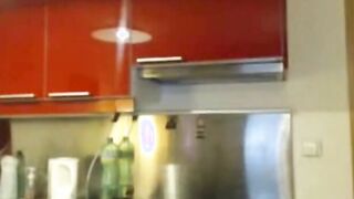 Big Natural Tits Shaking and Oiling in the Kitchen on Webcam
