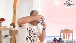 Short-haired German housewife wants kitchen sex