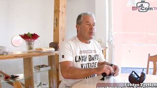 Short-haired German housewife wants kitchen sex
