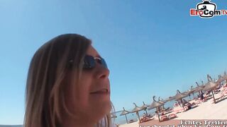 Blonde vacationer fucks public during a casting