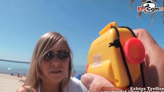Blonde vacationer fucks public during a casting