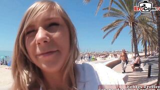 Blonde vacationer fucks public during a casting