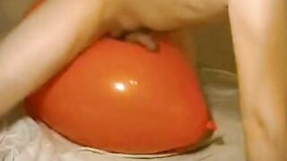 Twink Humping and Cumming on an Inflatable Orange Balloon