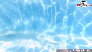 Young southern woman doing it inside the pool while on vacation