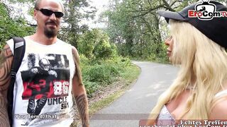Hubby fucks stranger on Hot blind date public