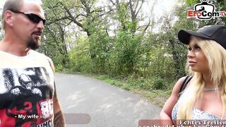 Hubby fucks stranger on Hot blind date public