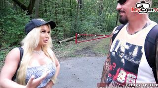 Hubby fucks stranger on Hot blind date public