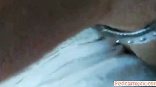 Luscious Brunette With Curly Hair Spreads Legs And Rubs Her Shaved Pussy