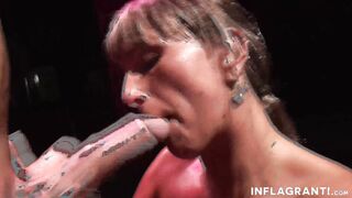 Oiled Goddess jumps a biggest penis