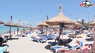 Holiday banged! public with a thin teenage bimbos
