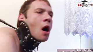 Homosexual anal sex bareback with leather fetishists