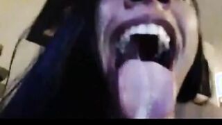 Black Girl Deepthroats Dildo on Webcam