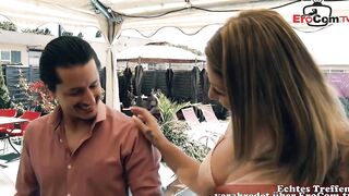 Inked young woman gets screwed outside