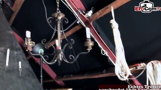 Young dark hair Emily Throne into stockings