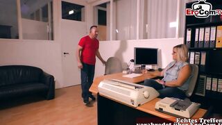 Chubby boss seduces employee for office sex