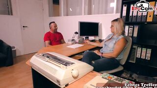 Chubby boss seduces employee for office sex