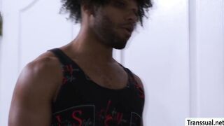 Hunk stepson caught TS stepmom masturbating on bed