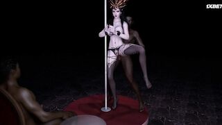 3D сексуальный танец занимается сексом втроем с двумя большими черными членами