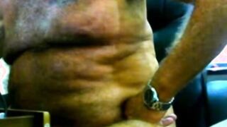 Old Man Stroking on Webcam