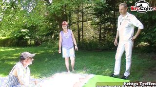 Older Women nailed outdoors inside FFM 3 way