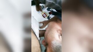 60-Year-Old Rustic Daddy Gives Me a Blowjob in a Public Bathroom