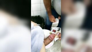 60-Year-Old Rustic Daddy Gives Me a Blowjob in a Public Bathroom