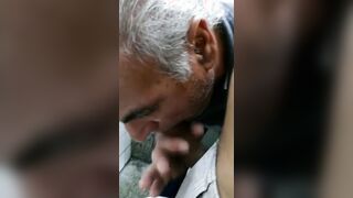 60-Year-Old Rustic Daddy Gives Me a Blowjob in a Public Bathroom