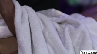 Big tits TS Eva Maxim let masseur bareback her ass
