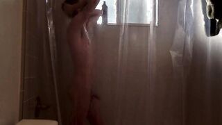 Skinny Twink Bareback in the Shower on Webcam