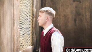 Twink sucks cock in confessional booth