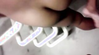 Bareback Staircase Fuck with Big Black Cock