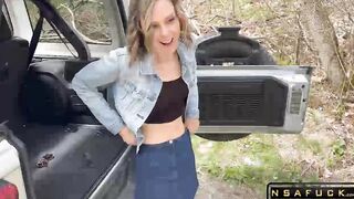 Husband Drives Car while Wife Fucks