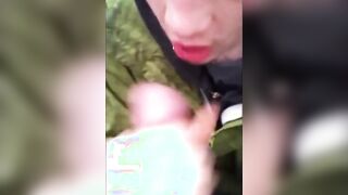 Big-Cock Twink Sucks Outdoors