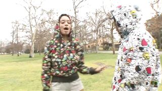 Ebony 19 year old gets picked up for money & Her first