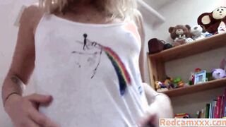 Teen With Small Tits Fingering Her Wet Cunt