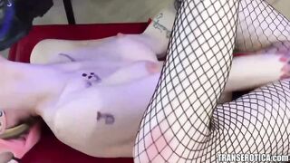 TRANSEROTICA Blonde Leya Falcon Uses Strap On With Beauty TS Autumn Rain