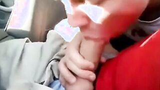 Backseat Blowjob and Cum Swallow