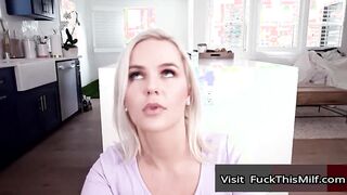 Fit Stepmom With Bubble Butt Bends Over The Kitchen Counter And Gets Her Pussy Finger