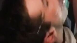 Bareback Gangbang Twink Gets Mouthful of Cum
