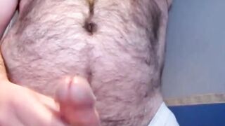 Hairy Bear Strokes His Big Dick